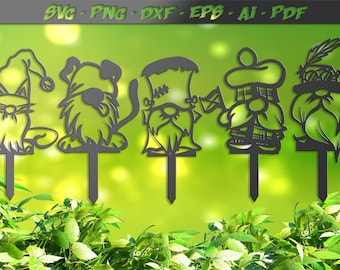 Garden Gnome Stakes SVG: Plasma, Laser Cut Files (Digital Download)