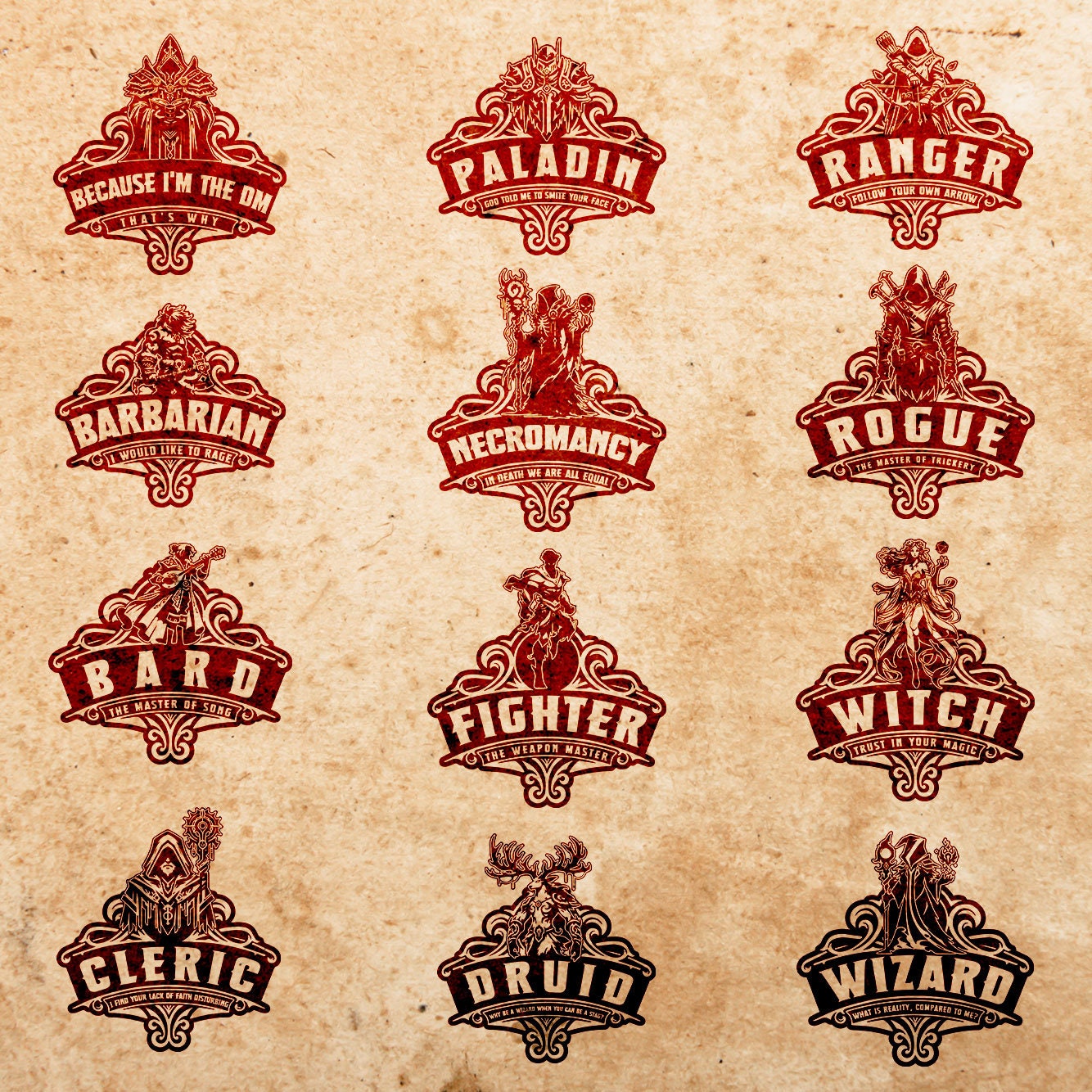 RPG Class Emblems SVG Bundle: D20 Gamer Quotes (digital Download) - Etsy