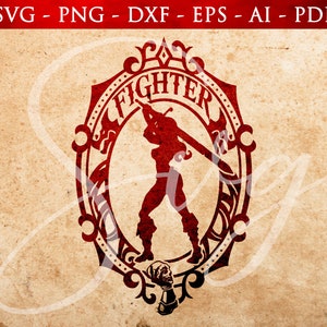 Fighter girl svg, RPG svg, D20, rpg games, png, dxf, eps, ai, pdf Files, Cricut and Silhouette Cut Files, Instant download