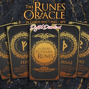 Elder Futhark Runes Orakel Karten SVG, keltische Runen svg, Orakel Deck, Wahrsagerin, Runen mystisch, nordisches Alphabet, Digitale Dateien