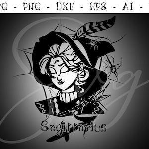 Sagitario Bruja Signo zodiacal svg, Signos de astrología svg, Símbolos del zodíaco svg, Signos de constelación, Horóscopo, místico svg, Cricut gótico