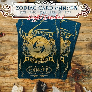 CÁNCER Tarjeta del Zodíaco Svg, Signos de Astrología svg, Símbolos del Zodíaco svg, Signos de Constelación, Horóscopo, svg místico, Witchy Svg, Cricut gótico