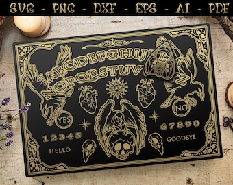 Spirit Board & Planchette SVG: Gothic Occult Talking Board (Digital File)