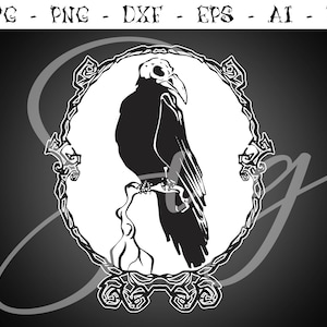 Raven Skull svg, crow clipart, Raven SVG, gothic svg, Halloween Raven Clipart, Raven Bird, Horror clipart, Mystical Witchy clipart