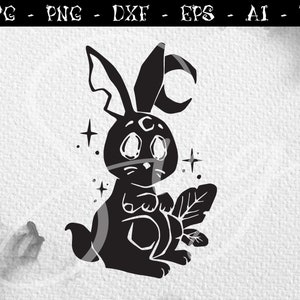 ゴシック ウサギ svg、旧正月 svg、ゴシック svg、ウサギ svg、神秘的な svg、ハロウィーン パーティー svg、cricut 用ファイル
