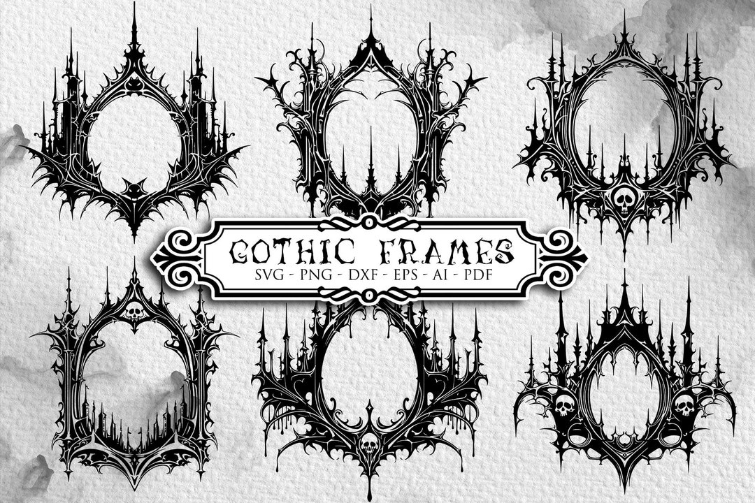 Gothic Frames Svg, Spooky Frame, Dark Fantasy, Halloween Frames Svg