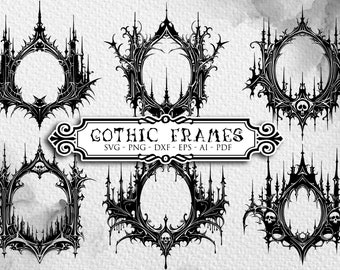 Gothic Ornate Frames SVG: Spooky Halloween Clipart (Digital Files)