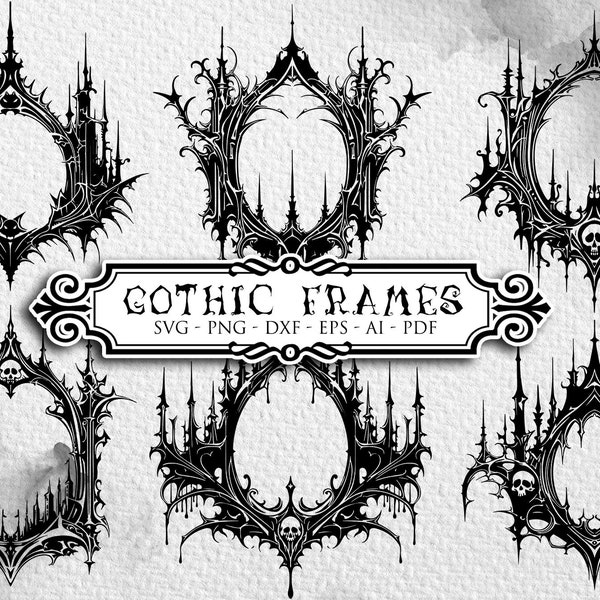 Gothic frames svg, Spooky Frame, dark fantasy, Halloween Frames Svg, Horror Gothic Wall Decor, Ornate Black Frames, halloween party clipart