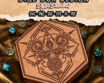 Lunar Dragons Dice Box SVG: Laser Cut RPG Storage File