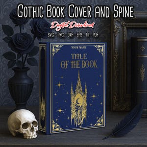 Gothic Book Cover and Spine SVG, Gothic chapel book cover, Bookbinding Cover Design File, Vinyl Book Cover, Book Lover gift, digital files