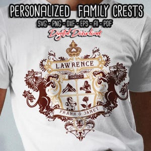 Brasões de família personalizados, Brasão de armas, Brasão ou escudo, Heráldica, Nome de família, Presente personalizado, Arquivos SVG para cricut, Download instantâneo