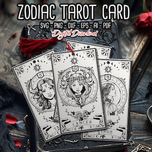 Zodiac Tarot card bookmark SVG, Zodiac Cards SVG, Tarot Cards, Zodiac Sign and Astrology Bookmark, Horoscope Svg, digital files