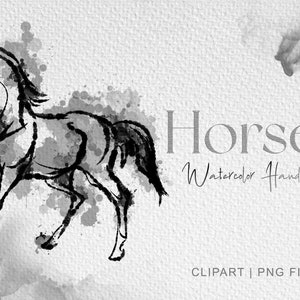 Horse clipart, Watercolor Horse Clipart, Horse Art Printable, animal watercolor painting, animal clipart, Horse lover png, PNG file