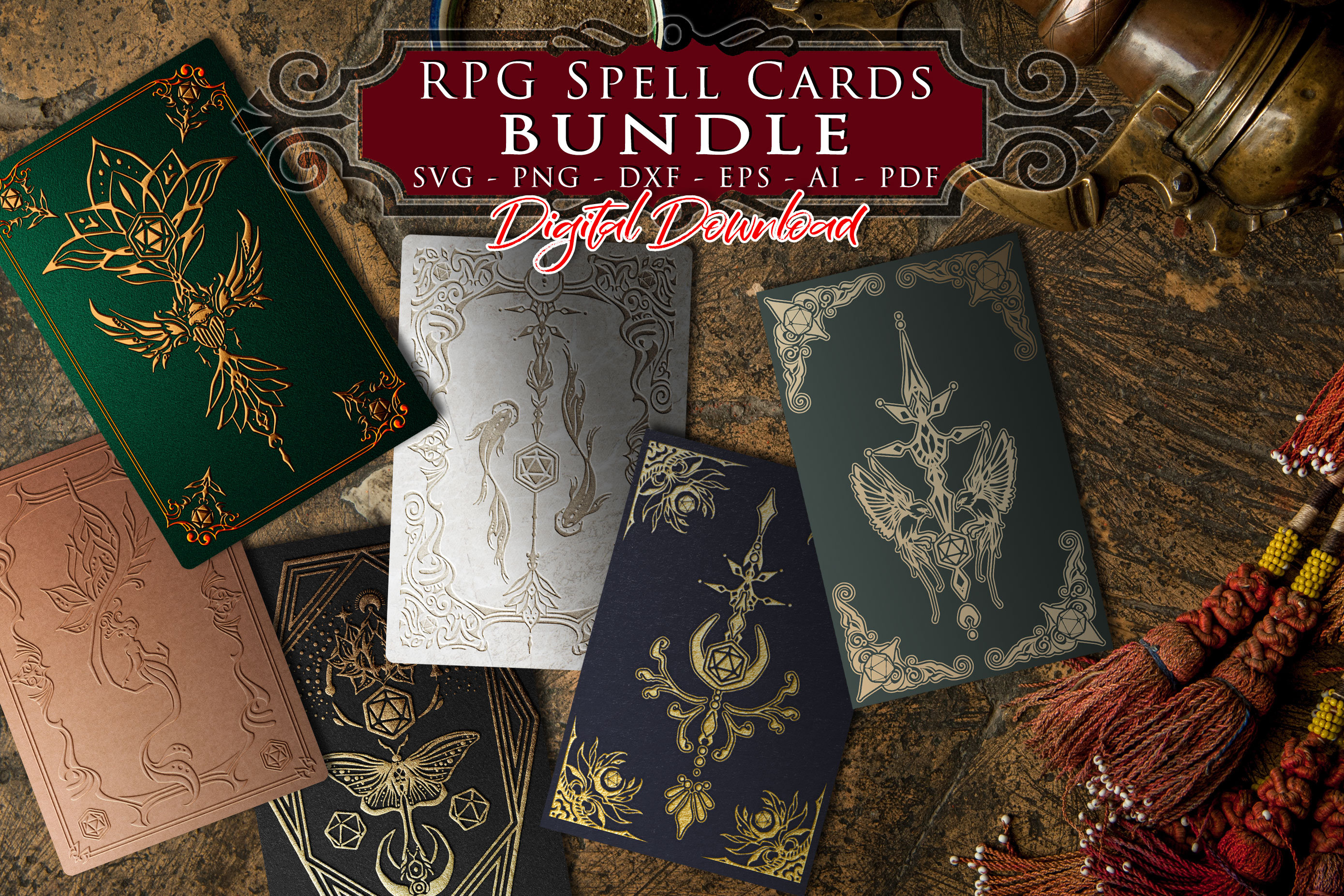 RPG Spell Cards Bundle: Mystical Gothic Designs (Digital Download)
