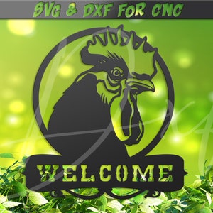 Signe de bienvenue de poulet DXF, svg animal de ferme, svg Ranch, agriculteurs ferme signe png, fichier dxf fichier découpé au laser pour plasma, vecteur de vinyle jet d’eau