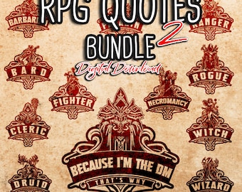 RPG Klasse Embleme SVG Bundle: W20 Gamer Zitate (Digitaler Download)