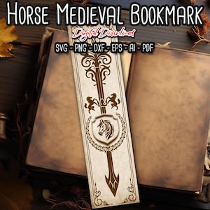 Horse Medieval bookmark SVG, Fantasy bookmark, Magical Bookmark, Bookish Merch, Book Lover gift, digital files