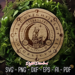 振り子ボード ムーンガール SVG、ダウジング占いメッセージボード、スピリットボード SVG、ハロウィーンの装飾、ゴシック SVG、デジタルファイル