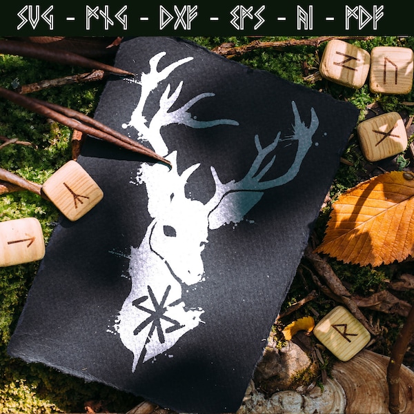 Deer Bindrune SVG, runes svg, viking symbol, Nordic Elder Futhark rune, Stag svg, hart svg, pagan wiccan asatru heathen magic