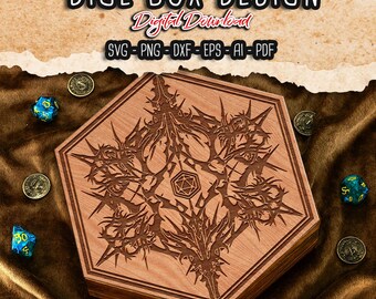 Infernal Thorns Dice Box SVG: Laser Cut RPG Storage File