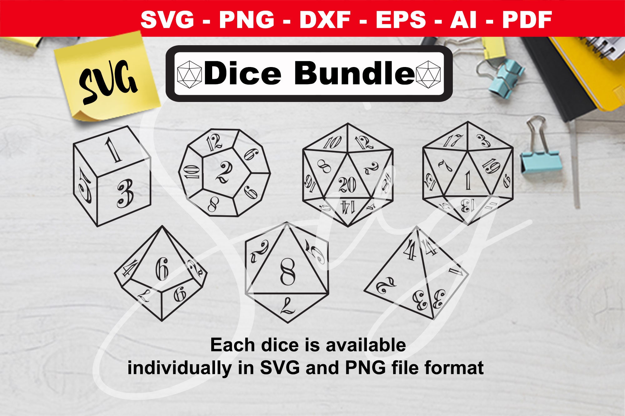 RPG Dice Bundle SVG Polyhedral Dice Clip Art rpg games Role | Etsy