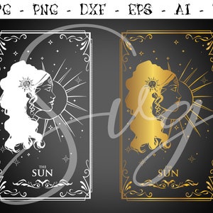 Tarot svg, El SOL SVG, Adivino svg, místico svg, Major Arcana Deck svg, Astrología svg, Cricut gótico, Cortar archivos