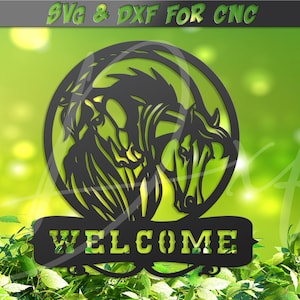 Horse Welcome Sign: Laser Cut Wall Art (SVG DXF PNG)