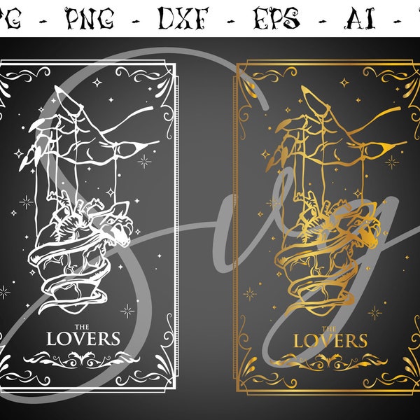 The lovers tarot card SVG, Tarot card svg, the lovers svg, mystic svg, valentine svg, Astrology svg, Gothic Cricut, Cut Files