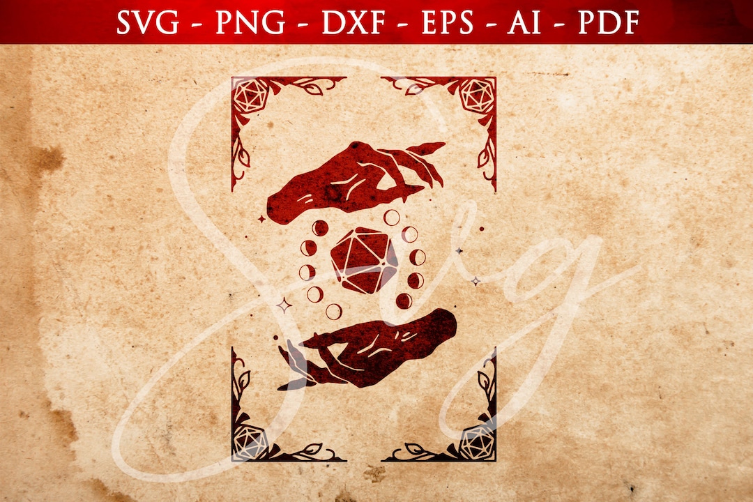 RPG Spell Cards SVG: Hands & Dice Gothic Design (digital Files) - Etsy