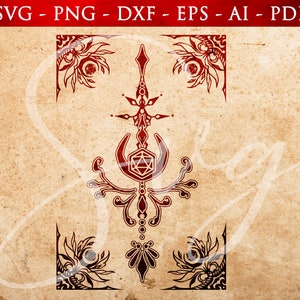 RPG Zauberkarten svg, Sichelmond, Mystisches Design, Blockkarte svg, Rpg Icon, D20, Rpg Spiele, Orakel Karte, Gothic svg, Cricut Cut Files
