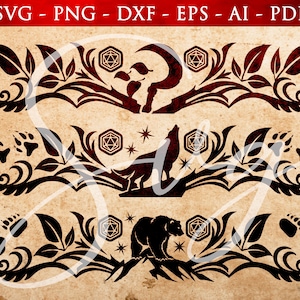 RPG Würfel & Bleistift Box Design svg, Druide, Sichelblätter Wolf Bär, Rpg Spiel, Dice Set Box svg, Gaming Dice Box design svg, Cricut Cut Files