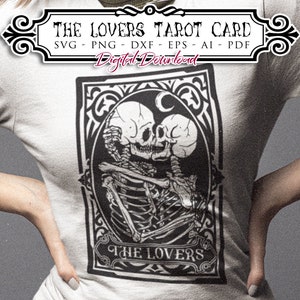 De liefhebbers tarotkaart SVG, Skeleton Love, Tarotkaart svg, de liefhebbers svg, mysticus svg, valentine svg, Astrologie svg, Gothic Cricut, Cut Files