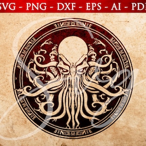 Emblème du cercle de Kraken SVG, poulpe jeton, tentacules, mythologie, monstre marin, jeu de rôle, RPG svg, Cricut Silhouette Cut Files
