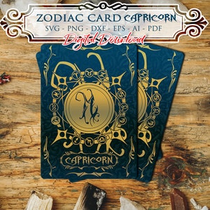 CAPRICORNIO Zodiac Card Svg, Signos de Astrología svg, Símbolos del Zodíaco svg, Signos de Constelación, Horóscopo, svg místico, Witchy Svg, Cricut gótico
