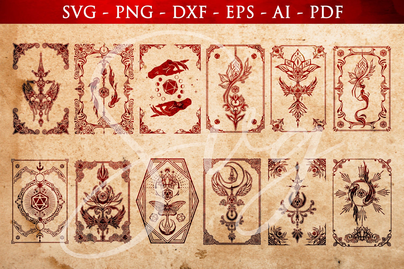 RPG Spell Cards BUNDLE Svg Mystical Design Block Card Svg Etsy