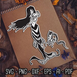 Gruselige tote Meerjungfrau und Seeungeheuer SVG für Cricut, Meerjungfrau SVG, Sirene Frau, witchy Vibes beachy, Sea Life, Skelettfisch, digitale Dateien