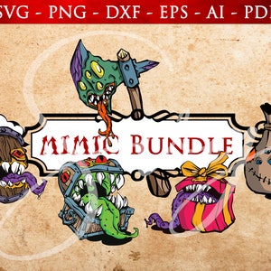 Mimic Bundle svg, D20, Mimic Clip Art, rpg games, Role Playing Game svg, Tabletop pathfinder