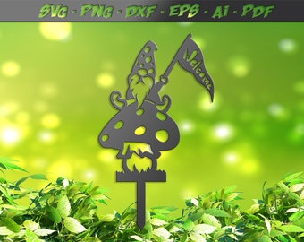 Welcome Garden Gnome Stake SVG: Plasma, Laser Cut File (Digital Download)
