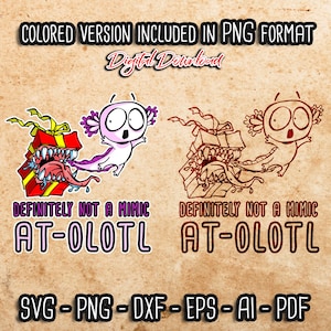 Definitiv kein mimisches At-olotl SVG & Clipart, Gamer Axolotl svg, süßes Axolotl PNG, D20, lustiges Axolotl, Rpg-Spiele, nerdiges Axolotl schneiden