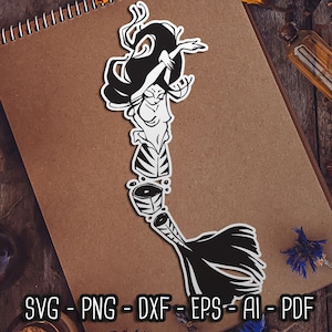 Geschnitten Meerjungfrau SVG für Cricut, Meerjungfrau SVG, Sirene Frau, witchy Vibes beachy, Skelettfisch, Seemonster, gothic SVG digitale Dateien