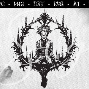 Chico gótico SVG, personaje aterrador, svg oscuro, svg místico, svg bruja, svg brujería, svg Halloween, Cricut gótico, Cortar archivos