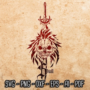 Skull Sword emblem SVG, Skull svg, Skeleton svg, Gothic skull, Death svg, Cricut Cut Files