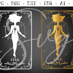 Tarot svg, The STAR SVG, Adivino svg, místico svg, Major Arcana Deck svg, Astrología svg, Cricut gótico, Cortar archivos