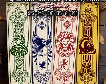 Marcador de livro da escola de magos SVG, marcador de livro da escola de magia, banners de magos SVG, emblema da escola de magos, banners de festa de magos, arquivos digitais
