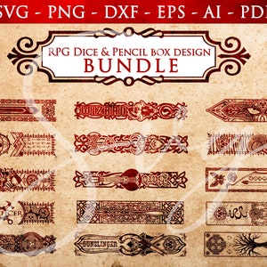 RPG Dice & Pencil Box Design BUNDLE svg, RPG-Klassen, RPG-Spiel, Dice Set Box svg, Gaming Dice Box Design svg, Cricut Cut Files
