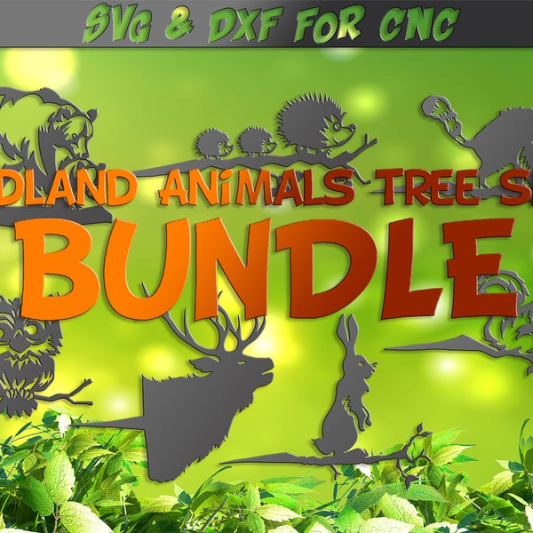 Woodland Animals tree spike BUNDLE DXF, forest animal on branche svg, yard Sign, laser cut file, dxf file for plasma, water jet vinyl vector