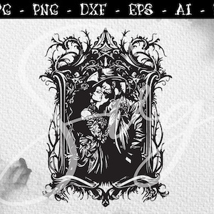 Amantes góticos SVG, personaje aterrador, svg oscuro, svg místico, svg bruja, svg brujería, Halloween svg, Cricut gótico, Cortar archivos