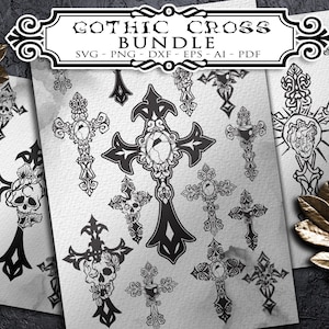 Gothic Cross SVG Bundle: Victorian Style Illustrations (Digital File)