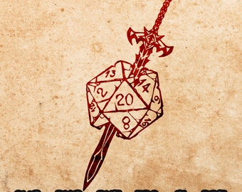 Dice Sword SVG: D20 Polyhedral Clip Art (Digital Files)