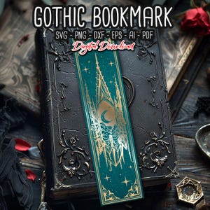 Marcador de livro de capela gótica SVG, marcador svg, marcador de livro de bruxa, marcadores assustadores, produtos de livros, presente para amantes de livros, arquivos digitais